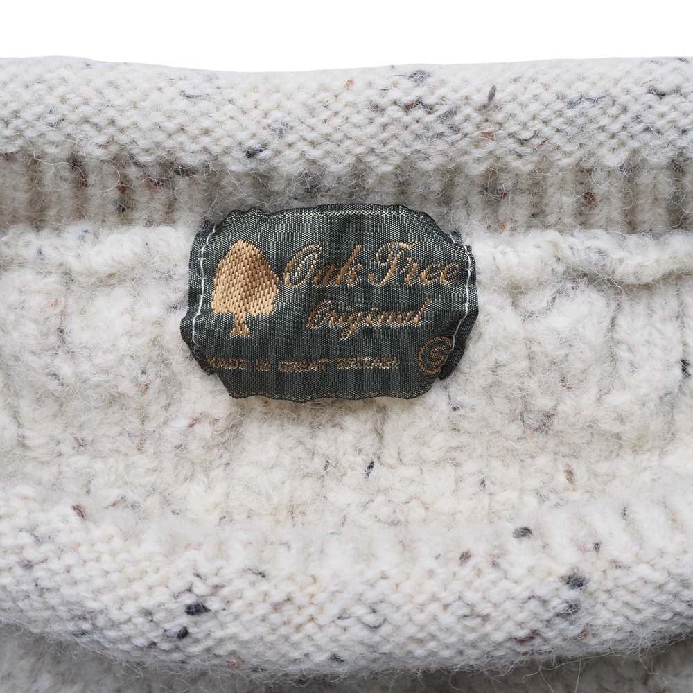 Oak Tree Original Cream Speckled‎ Cable Knit Roll Neck Wool Sweater Womens Small - Picture 6 of 9